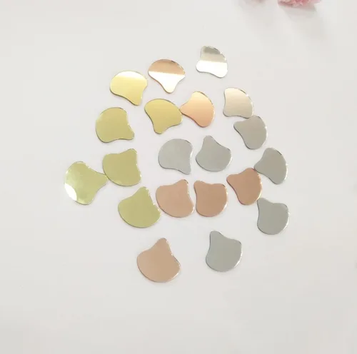 Vista 2 de 100 piezas de mosaico con forma de concha, piezas de espejo de vidrio para manualidades, decoración del hogar, adornos de espejo (espejo dorado)