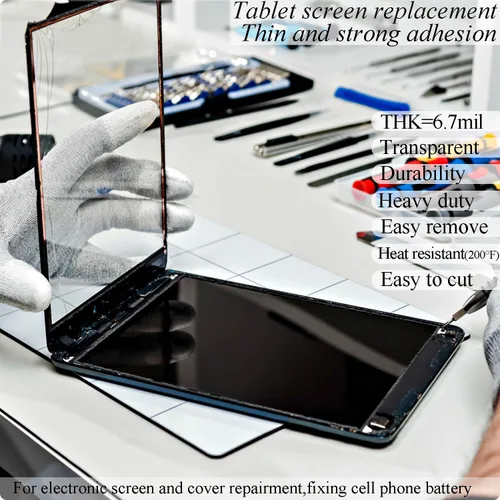 Vista 3 de Cinta de Doble Cara, Cinta Adhesiva Transparente, Cinta de Transferencia Delgada de Servicio Pesado, Pegajosa, Impermeable, 5 Hojas (Tiras, Hoja)