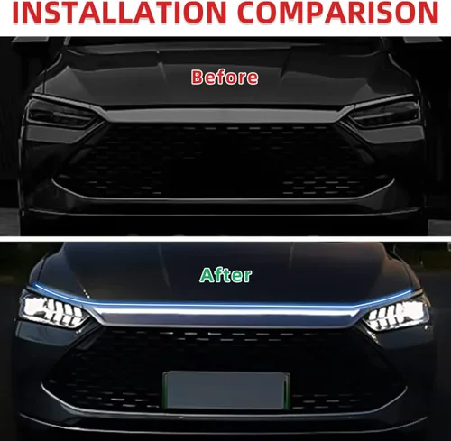 Vista 3 de Ziciner Tira de Luz para Capó de Automóvil, Tira LED Flexible de 59 Pulgadas Impermeable Luces de Circulación Diurna Automática, Accesorios de Tira