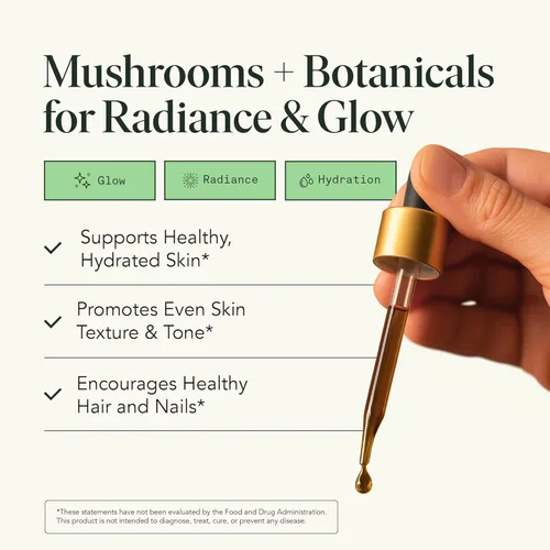 Vista 2 de Élixir de Belleza Fantastic Fungi con Extracto de Champiñón Tremella, Extracto de Champiñón Chaga, Cola de Caballo y Acerola - Gotas Orgánicas