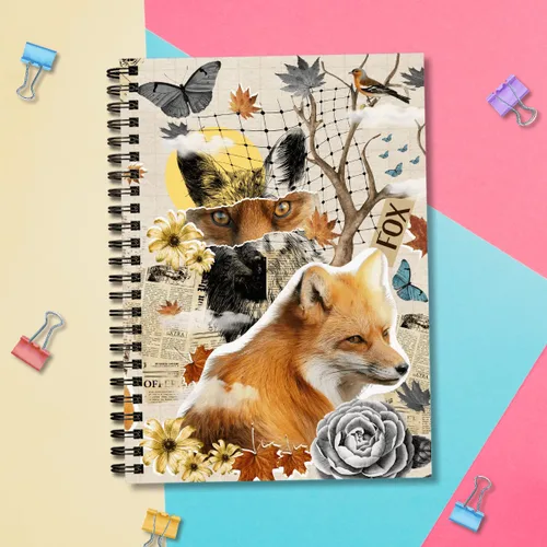 Vista 7 de GOLEEX Fox Collage Blank Spiral Notebook And Journal Notebooks Soft Cover School Work Travel Animal Notepad Composition Gifts For Women Girls Kids