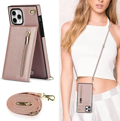 Vista 2 de Jaorty Funda cruzada para iPhone 11 Pro Max con tarjetero para mujer, iPhone 11 Pro Max, funda con correa para hombre, cierre magnético de piel