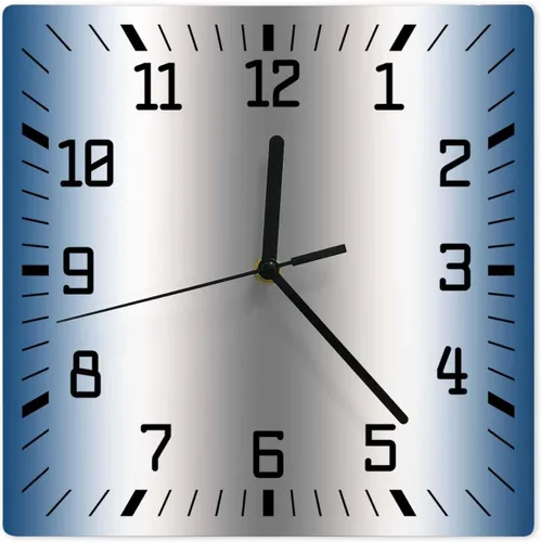 Vista 15 de Reloj de pared de madera blanco y negro degradado, silencioso, sin tictac, simple, abstracto, a rayas, estilo granja, cuadrado, funciona