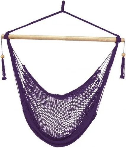 Vista 3 de Bliss Hammocks BHC-412OR - Silla hamaca de cuerda de isla, ecológica y tejida a mano, de algodón con revestimiento de barniz, separador de madera