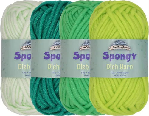 Vista 19 de JubileeYarn Hilo esponjoso para platos - 50 g/madeja de nylon grueso - paño de cocina - negro - 4 madejas