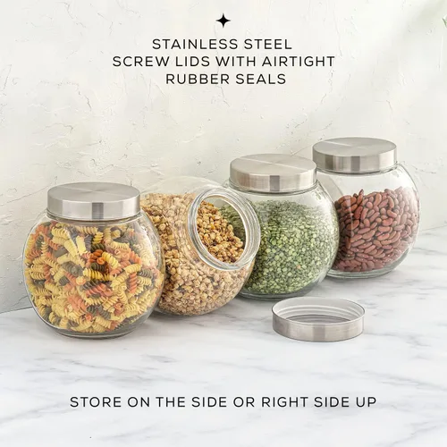 Vista 4 de JoyJolt Tarro de Galletas de Todos los Lados. Juego de 2 tarros de galletas para encimera de cocina con tapas, tarro de caramelos, recipiente