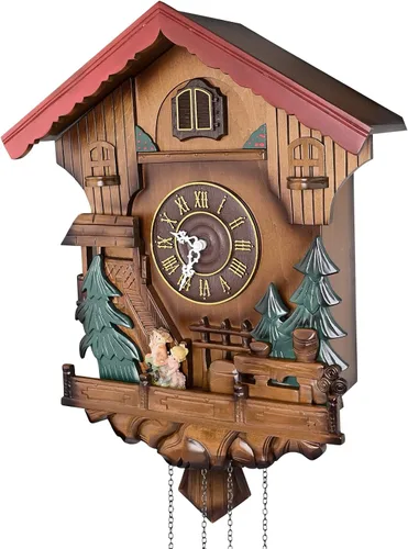 Vista 5 de Reloj de pared con péndulo de cuco Kendal, cuarzo, bosque negro, casa, decoración del hogar MX239