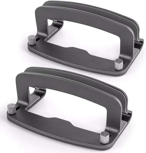LOTEYIKE Paquete de 2 soportes verticales de aluminio para laptop, MacBook Pro, soporte vertical para laptop con ranura ajustable, se adapta a todas