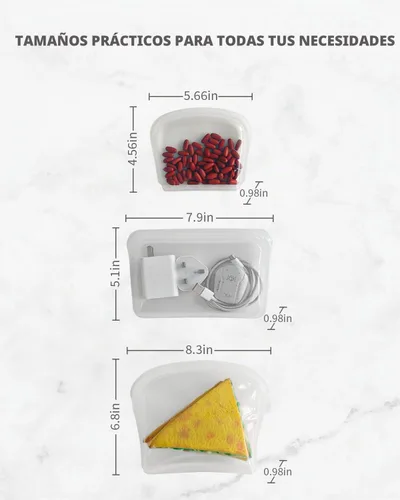 Vista 2 de Paquete de 6 bolsas de almacenamiento de alimentos de silicona