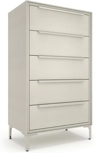 Vista 12 de Tinge Zana Cómoda de tela premium - Marco de metal resistente, 4 amplios cajones a prueba de hundimiento y estante superior de madera resistente