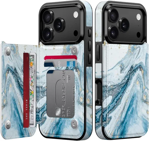 Vista 1343 de LETO para iPhone 15 Pro Funda tipo cartera - Tapa tipo folio con patada - Diseños de moda - Tarjetero - Funda protectora para mujeres y niñas - 6.1