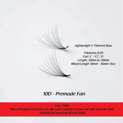 Vista 3 de THE LASH SUPPLY 1000fans 3D 4D 5D 6D 7D 8D 10D 12D 14D pestañas de abanico prefabricadas, rizo C/CD, longitud de 0.315 a 0.787 pulgadas