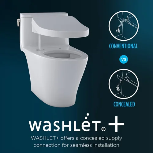 Vista 7 de TOTO Drake WASHLET+ inodoro de dos piezas alargado 1.28 GPF TORNADO FLUSH con asiento bidet C5, color blanco algodón - MW7763084CEG#01
