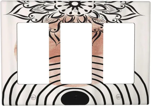 Vista 66 de Azulejos Negros Texturas Modernas Retro Marruecos 1 Gang Cubierta de Interruptor de Luz Sin Dispositivo Placa de Pared en Blanco Decorativa Placa