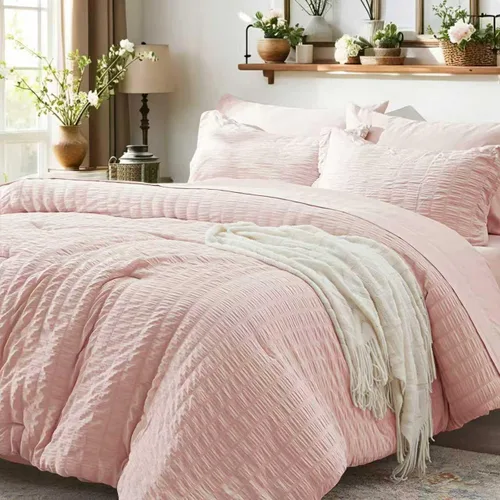 Vista 34 de Zzlpp - Juego de edredón tamaño queen, gris oscuro, de sirsaca, 7 piezas, para todas las estaciones, incluye 1 edredón, 2 fundas de almohada, 2