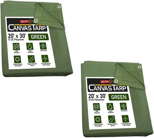 Vista 35 de Mytee Products Lona de lona marrón oscuro de 6 x 8 pies de 12 onzas, resistente al agua y transpirable, lonas resistentes, cubierta de lona