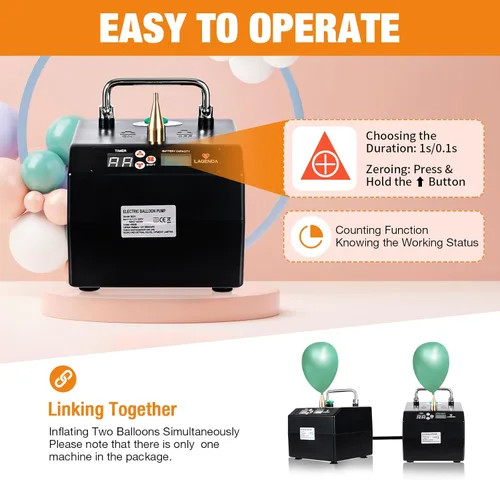 Vista 3 de Bomba eléctrica de globo de aire, bomba de globo portátil, inflador de globos con herramienta de atar globos para fiestas de cumpleaños, bodas