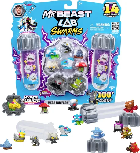 Vista 12 de MrBeast Lab Swarms Series 3, Hyper Fusion Series, paquete de 6 unidades – El paquete de laboratorio incluye 6 micro bestias, 6 calcomanías