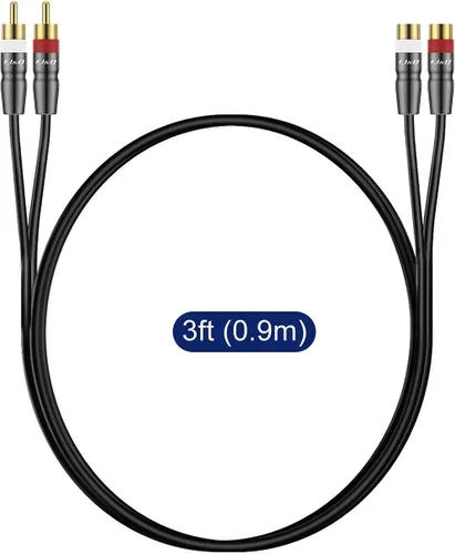 Vista 7 de J&D 2 cables de extensión RCA macho a hembra, carcasa de cobre chapado en oro 2RCA macho a 2RCA hembra, adaptador de cable extensor de audio
