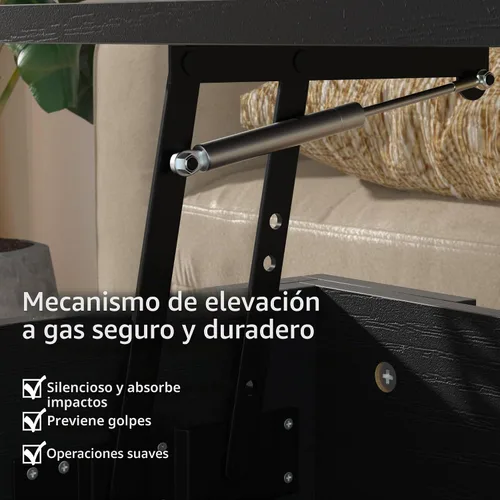 Vista 4 de Mesa auxiliar de madera rústica con almacenamiento, mesa consola y escritorio oculto para sala de estar Negro