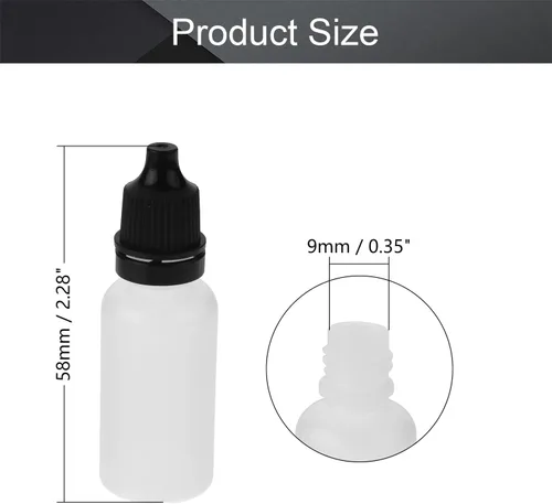 Vista 2 de Othmro Botellas cuentagotas de plástico de ojo de laboratorio de polietileno de 0.5 onzas, 20 piezas, gotero líquido exprimible de 0.0 fl oz, boca