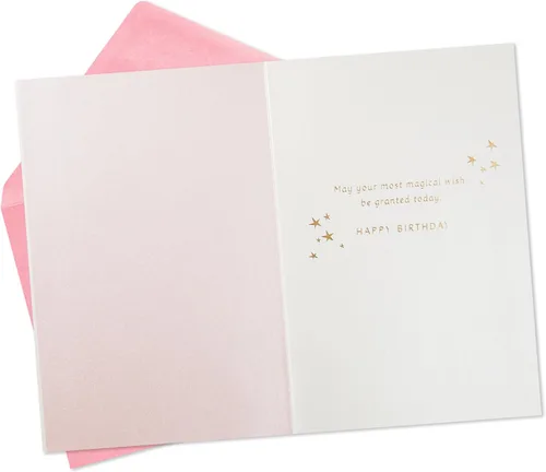 Vista 2 de Hallmark Tarjeta de cumpleaños de princesa Disney con calcomanías (belle, ariel, jazmín, cenicienta)