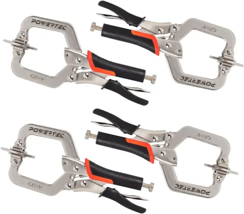 Vista 8 de POWERTEC 71641 Abrazaderas faciales de 2 pulgadas, abrazadera en C con agarre ergonómico y almohadillas giratorias ajustables para carpintería