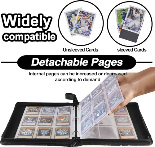 Vista 2 de Carpeta de tarjetas para tarjetas YuGiOh – Libro con 9 bolsillos con fundas compatible con tarjetas Yugioh, capacidad para 720 tarjetas