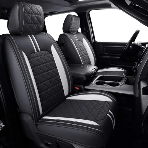 Vista 10 de YIERTAI - Fundas de asiento para Dodge RAM, camionetas 2009-2026, 1500/2500/3500HD, Set completo, solo para asientos delanteros, de doble cabina
