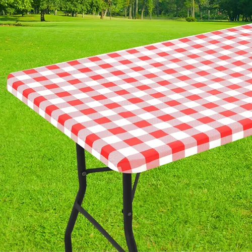 Vista 9 de Smiry Mantel cuadrado de pícnic, manteles de vinilo elásticos impermeables, fundas de mesa de lana cuadriculada con parte trasera de franela
