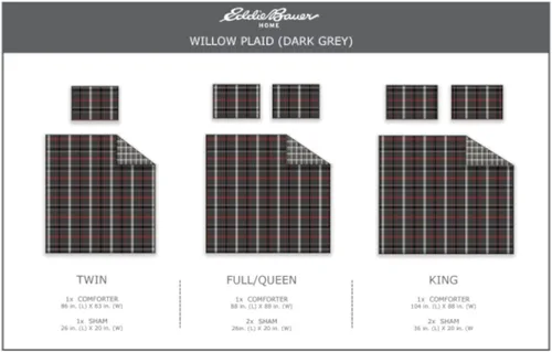 Vista 10 de Eddie Bauer - Juego de edredón Queen, ropa de cama a cuadros reversible con fundas a juego, acogedora decoración del hogar para meses más fríos