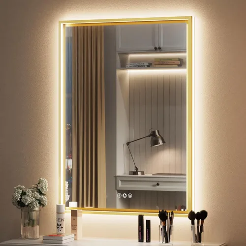 Vista 12 de Espejo LED negro de 20 x 28 pulgadas para baño con luces delanteras y traseras, ajustable de 3000 K/4500 K/6000 K, espejo de tocador de baño