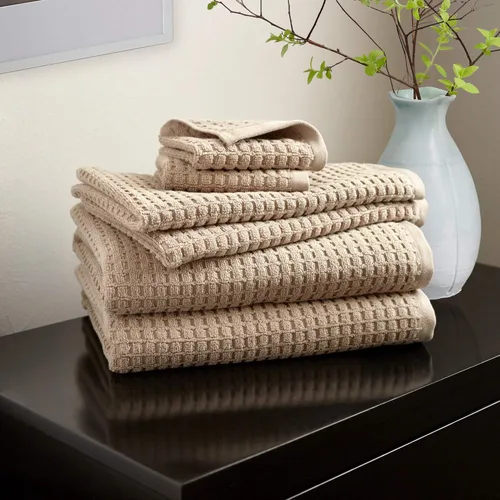 Vista 15 de DKNY Paquete de 6 toallas de secado rápido, 100 % algodón, 12 x 12 pulgadas, color negro