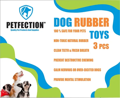 Vista 5 de PETFECTION Juguetes masticables para perros, paquete de 3, juguetes para perros para masticadores agresivos de razas grandes, limpieza de dientes