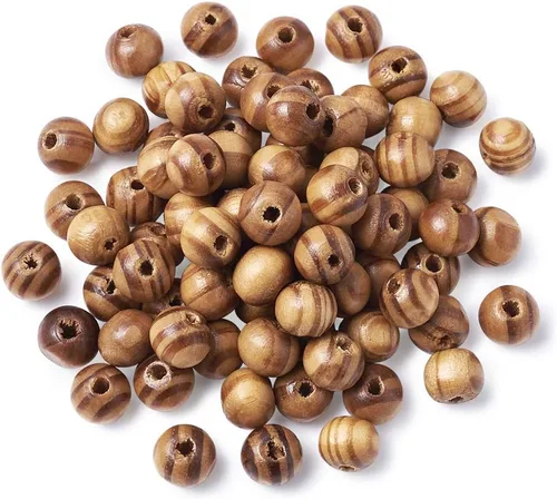 Vista 25 de Craftdady 300 cuentas espaciadoras de bolas de madera de color negro de 0.315 in de madera natural sueltas redondas con agujero de 0.118 in