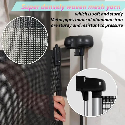 Vista 5 de Puertas retráctiles para bebés para escaleras, puerta de bebé de 55 pulgadas de ancho, puerta para perros, puerta retráctil para mascotas de 41