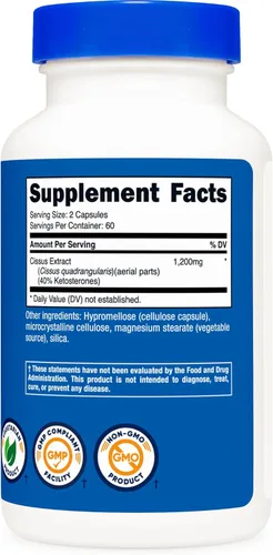 Vista 5 de Nutricost Cissus Quadrangularis (1200 mg) 120 cápsulas - 60 porciones, sin gluten, sin OMG y apto para vegetarianos