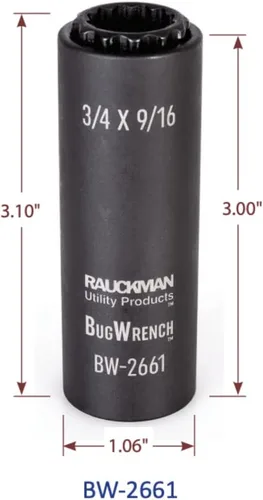Vista 4 de Enchufe con resorte oxidado negro 2 en 1 con clasificación de impacto, 12 puntos, enchufe profundo, multifunción de 3/4 pulgadas y 9/16 pulgadas