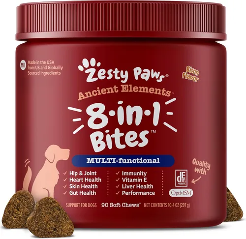 Zesty Paws Multivitamínico para perros, vitaminas masticables para perros y suplementos para cadera y articulaciones, piel y pelaje, aceite de Zenwise Health, LLC