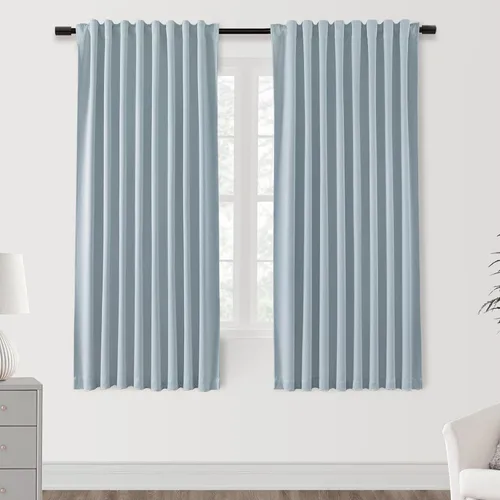 Vista 65 de SHINELAND Cortinas opacas de 102 pulgadas para sala de estar, cortinas opacas con pestaña trasera de 102 pulgadas de largo para dormitorio