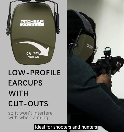 Vista 3 de PROHEAR 016 Shooting - Orejeras de protección para los oídos, paquete de 3, NRR 26dB para rango de armas, caza, negro, verde y rosa