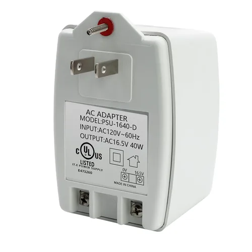 Timbre de puerta de 16.5 V 40 VA enchufable de reajuste automático de transformadores de CA de seguridad, compatible con Ring Video Doorbell Pro