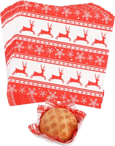 Vista 11 de GeeRic Hojas de papel encerado navideño para alimentos, 100 piezas de forro para cesta de alimentos para sándwiches y papas fritas de 7 * 7