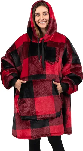 Vista 11 de PAVILIA Manta con Capucha para Mujeres, Manta de Sherpa Usable para Hombres, Sudadera de Gran Tamaño Acogedora, Sudadera con Capucha