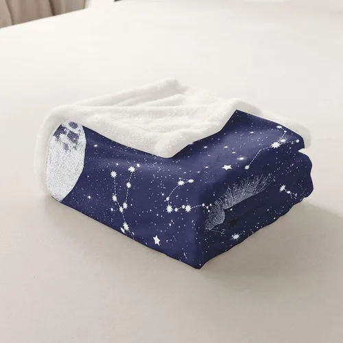 Vista 6 de Erosebridal Blue Galaxy Fleece Blanket 40x50 Stars Print Fuzzy Plush Throw for Sofa Couch Constellation Sherpa Blanket Universe Sparkle