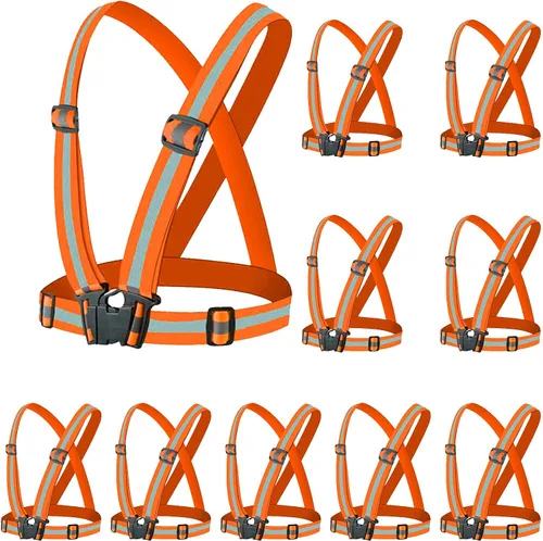 Vista 12 de Chaleco reflectante - Chaleco reflectante para correr, chaleco reflectante para correr con correas de seguridad, reflector de alta visibilidad