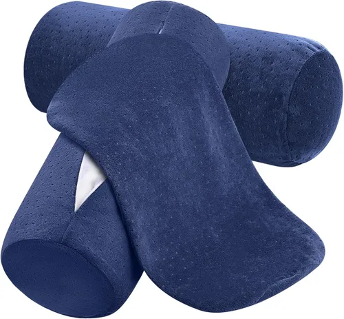 Vista 7 de Remerry 2 fundas de almohada cervical de terciopelo de 16 x 6 pulgadas con cremallera, solo fundas de almohada de cuello redondo, fundas de almohada