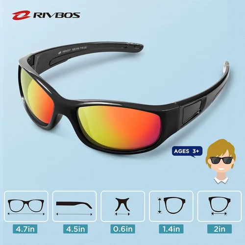 Vista 5 de Rivbos RBK037 - Lentes de sol polarizados con correa para niños y niñas 3 - 10 años