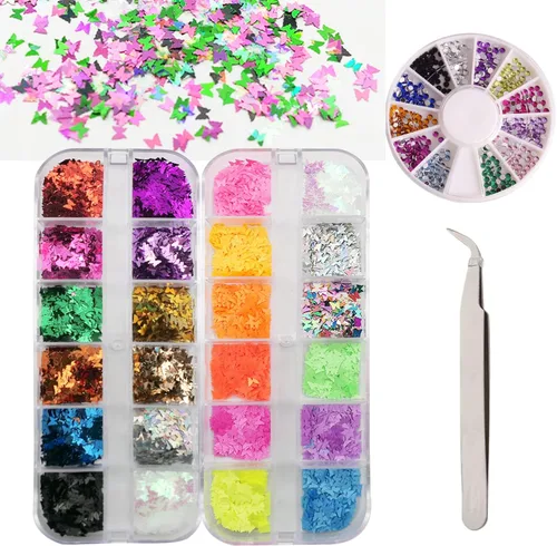 Diamantes de imitación para manualidades con purpurina gruesa para manualidades y diamantes de imitación para uñas con pinzas, 4 unidades, purpurina