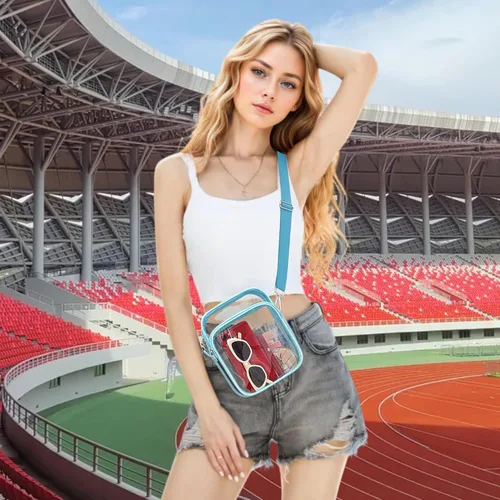 Vista 2 de Bolsa transparente para eventos de estadio, pequeña bolsa transparente con correa extraíble, bolsa de estadio para conciertos de trabajo deportivo